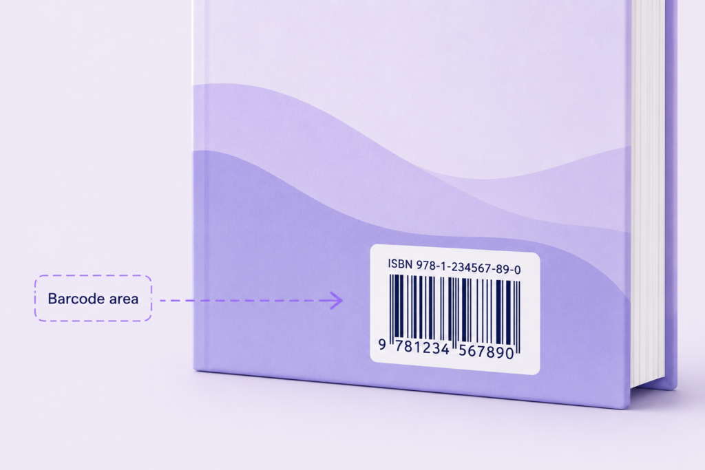 Image showing where to place an IBSN on a book cover. The ISBN is on the back cover.