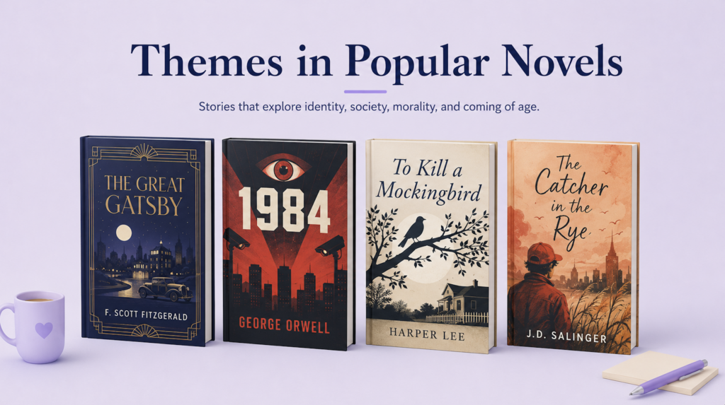 Image showing book covers of themes in popular novels.