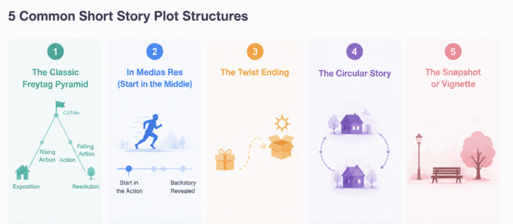 A clear image of common short story structures.